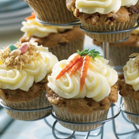 Carrot Walnut Cupcakes with Lemon Buttercream Frosting