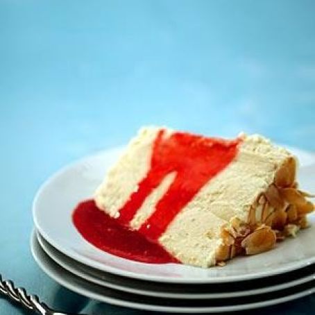 Frozen Peach Soufflé with Raspberry Sauce