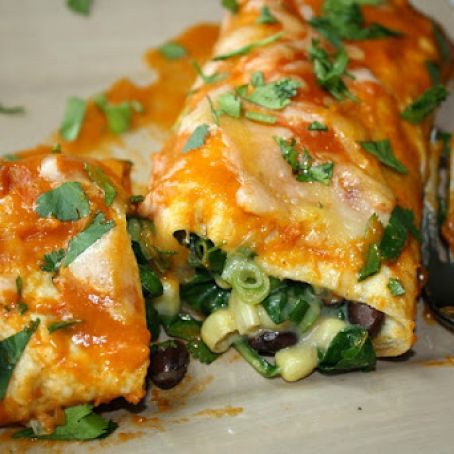 Black Bean Spinach Enchiladas