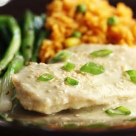 Chicken Breasts with Green Chile-Almond Cream Sauce