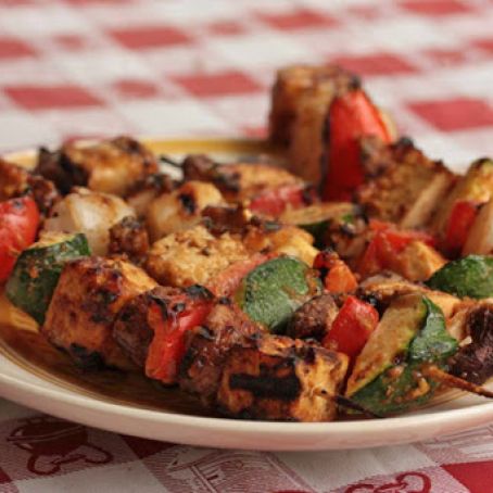 Tofu Vegetable Kebabs with Peanut Sauce