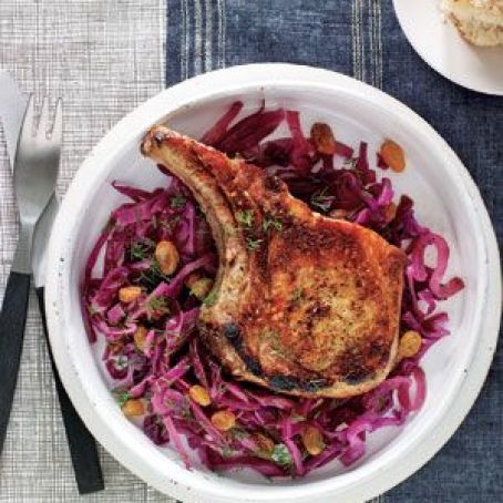 Spiced Pork Chops With Red Cabbage and Raisins