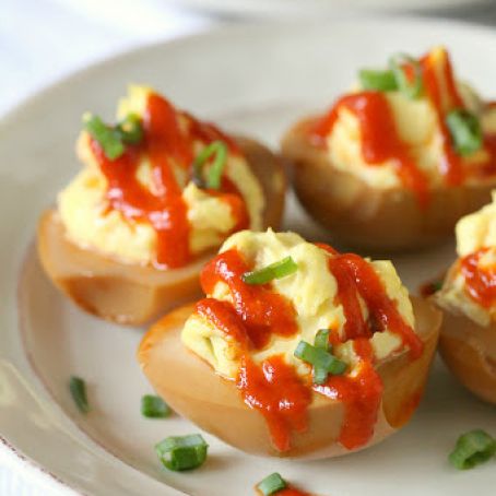 Soy Sriracha Deviled Eggs