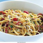 Linguine with Roasted Red Peppers, Tomatoes & Toasted Breadcrumbs