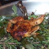 ROASTED QUAIL w/SOUR APRICOT GLZ & FOIE GR.