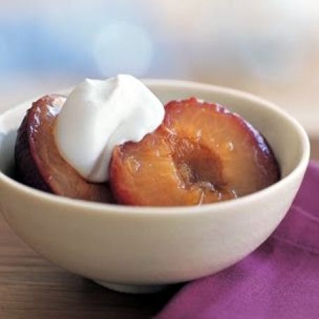 Roasted Plums with Ginger and Cream