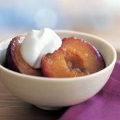 Roasted Plums with Ginger and Cream