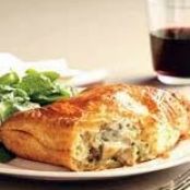 Mushroom turnovers with  spinach salad