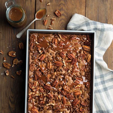 Double-Pecan and Caramel Brownies - Taste of the South