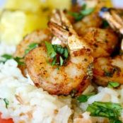 Spicy Shrimp with Grilled Pineapple & Coconut Rice Pilaf