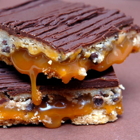 Chocolate Chip Cookie Dough Billionaire Bars