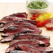 Beef:  Flank Steak (Grilled) with Salsa Verde