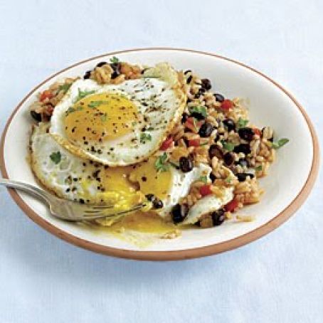 Rice and Beans with Fried Eggs