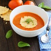 Soup: Roasted Tomato Basil Soup with Parmesan Crisps