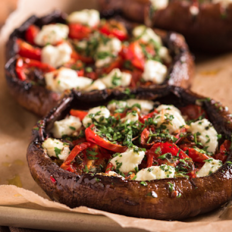 Stuffed Portobello Mushrooms with Tomatoes and Goat Cheese