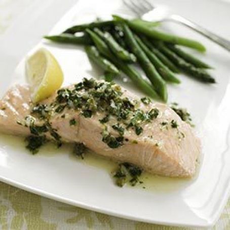 Poached Salmon with Herb and Caper Vinaigrette