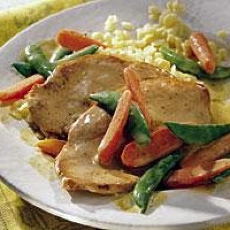 Honey-Mustard Turkey with Snap Peas