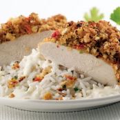 Roast Chicken with Red Pepper Crust & Garlic Cream