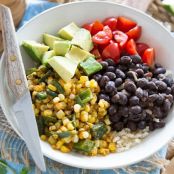 Burrito Bowl with Roasted Corn and Poblano