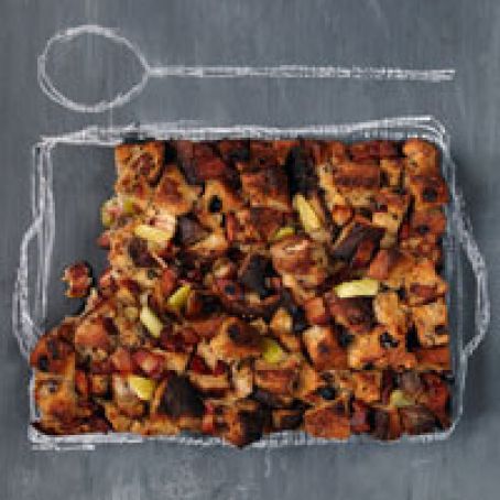 Cranberry-Pecan Bread Pudding with Bacon
