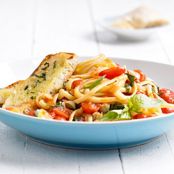 Linguine in Fresh Tomato Sauce with Garlic-Basil Toast - Recipe.com