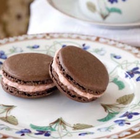 Chocolate Macaroons with Strawberry Filling