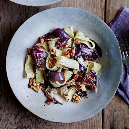 Pasta with Guanciale, Radicchio and Ricotta