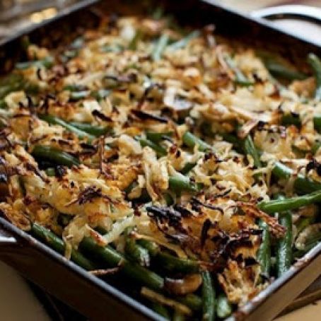 Creamy Green Bean Casserole with Hand-Breaded Onions