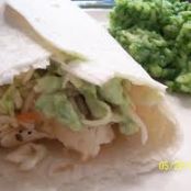 Fish Tacos with Quick Slaw, Avocado Sauce, and Green Rice