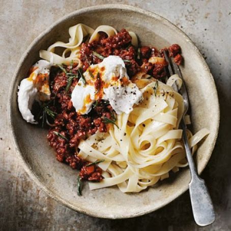 Chorizo Bolognese with Buffalo Mozzarella