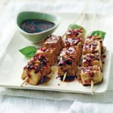 Spicy Tofu Satay with Soy Dipping Sauce