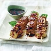 Spicy Tofu Satay with Soy Dipping Sauce