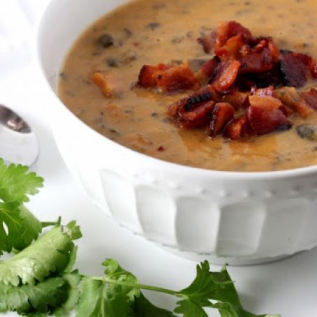 Mushroom, Sweet Potato, and Smoked Gouda Chowder