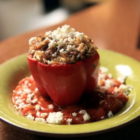 Lamb and Orzo Stuffed Peppers
