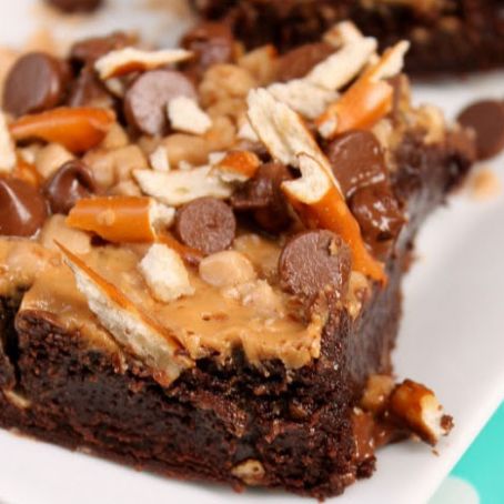 Pretzel and Toffee Peanut Butter Brownies