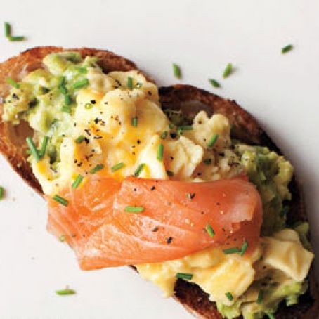 Scrambled Eggs, Avocado & Smoked Salmon on Toast