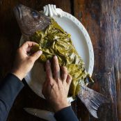 Whole Snapper Wrapped in Grape Leaves