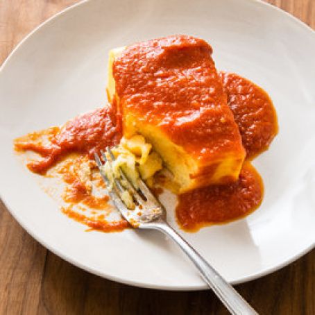 Fluffy Baked Polenta with Red Sauce