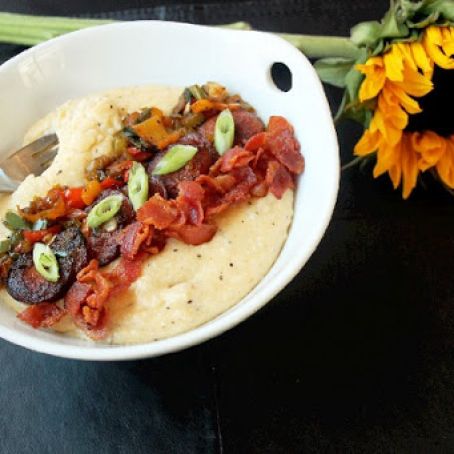 Smothered Grits with Jalapeno Sausage and Bacon