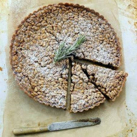Pine Nut Tart with Rosemary Cream