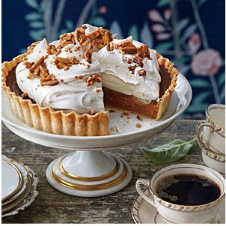 Pumpkin Tart with Whipped Cream and Almond Toffee