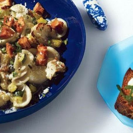 Orecchiette with Cauliflower, Anchovies, and Fried Croutons