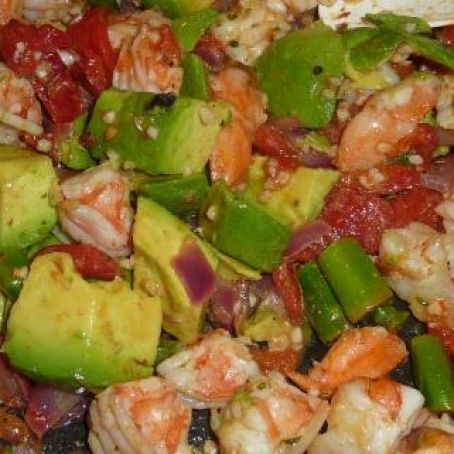 Shrimp with Roasted Red Peppers & Asparagus