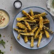 Baked Zucchini Chips with Garlicky Chermoula Dip