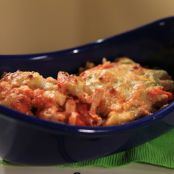 Buffalo BBQ Pulled Chicken Casserole with Cheese Cornbread Topper