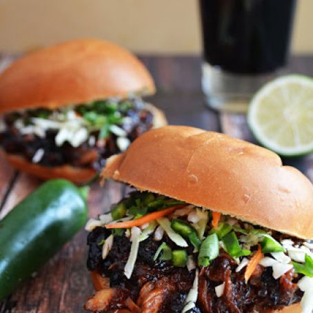 Sweet and Spicy Pulled Pork with Honey Jalapeno Lime Slaw