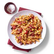 Roasted Corn & Peppers Penne with Sun-Dried Tomato Pesto