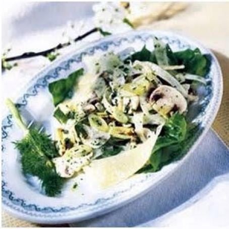 Salad of Young Fennel, Parmesan and Button Mushrooms