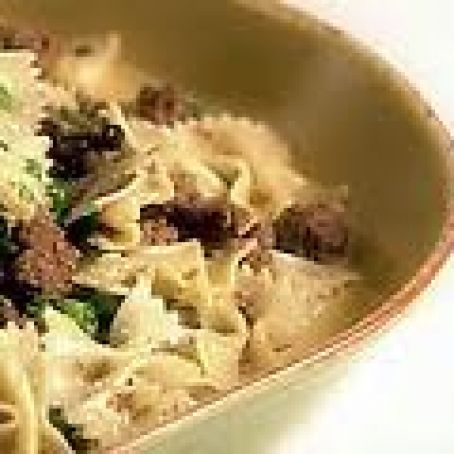 Farfalle with Sausage, Peas, Mushrooms, and Mascarpone
