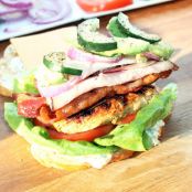 Greek Chicken California Club Sandwich with Feta Mayonnaise